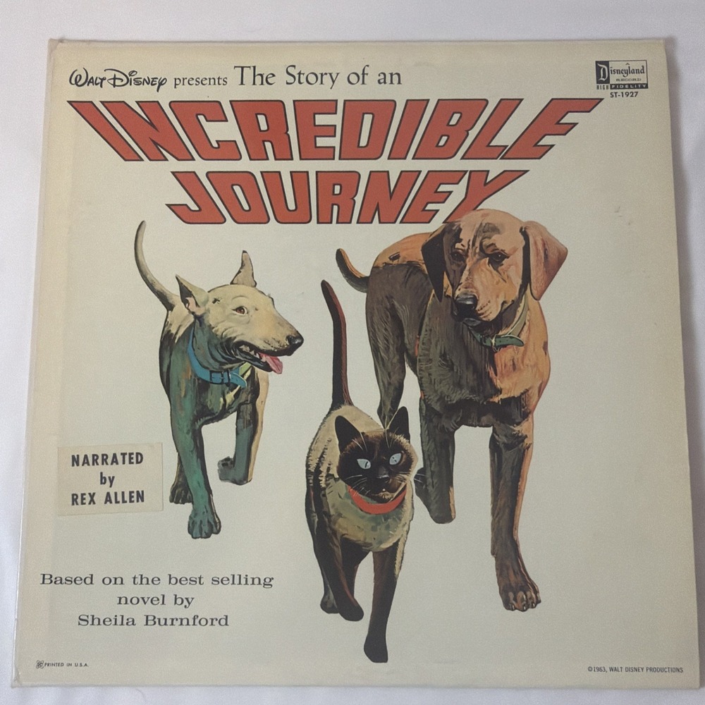 WALT DISNEY: "Incredible Journey"  12 inch Vinyl LP 1963 VG++